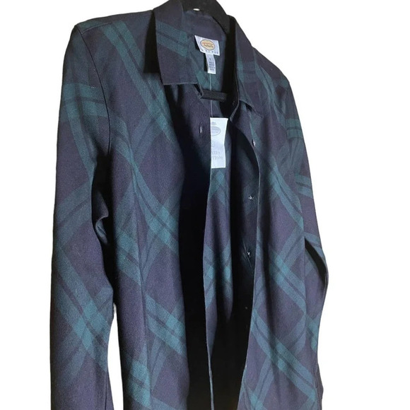Talbots Women's NWT Navy & Green Tartan Plaid Pleated Button Size Small Petites - Picture 2 of 7